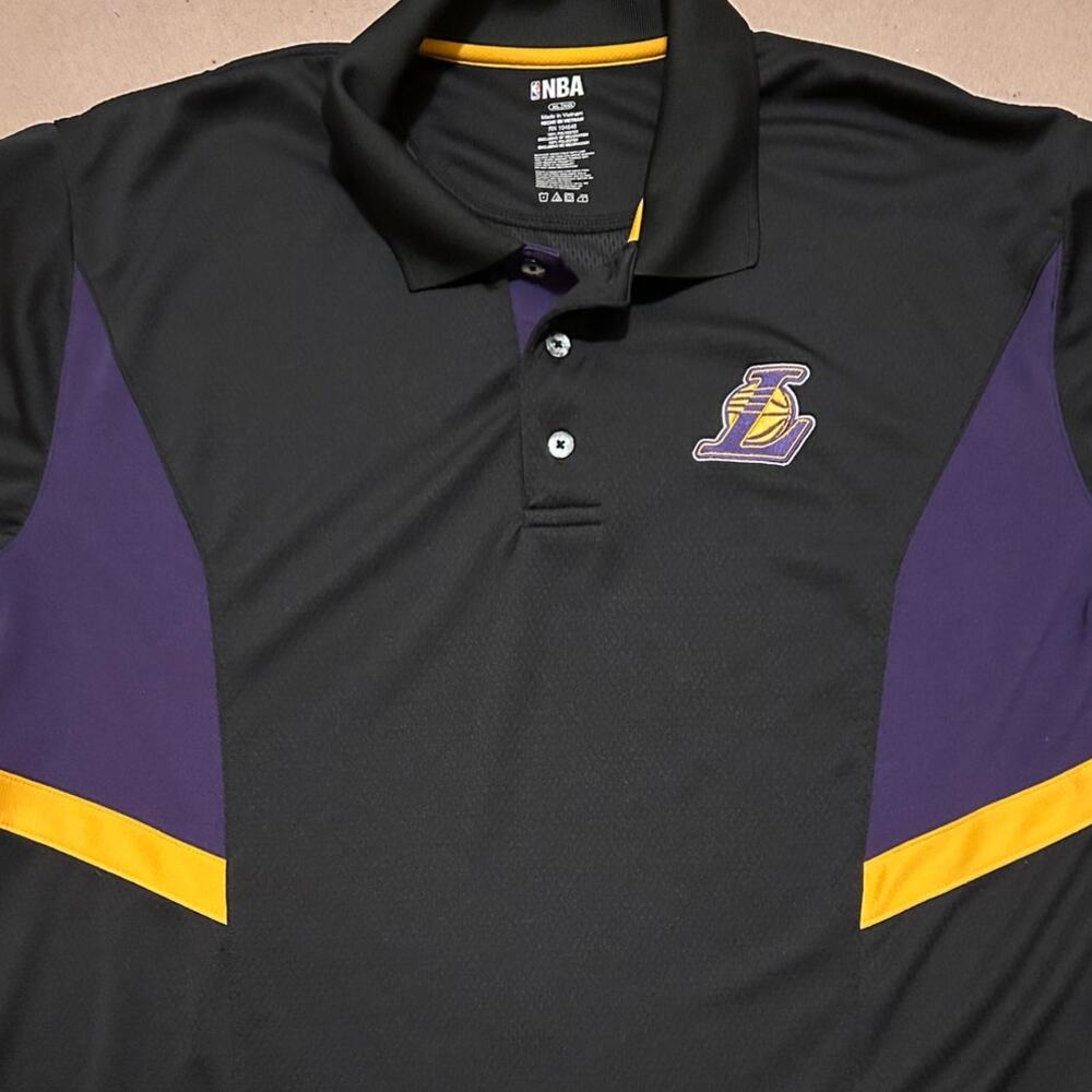 Los Angeles Lakers Basketball Official NBA Black Men's Short Sleeve Polo, Sz XL - Picture 2 of 4